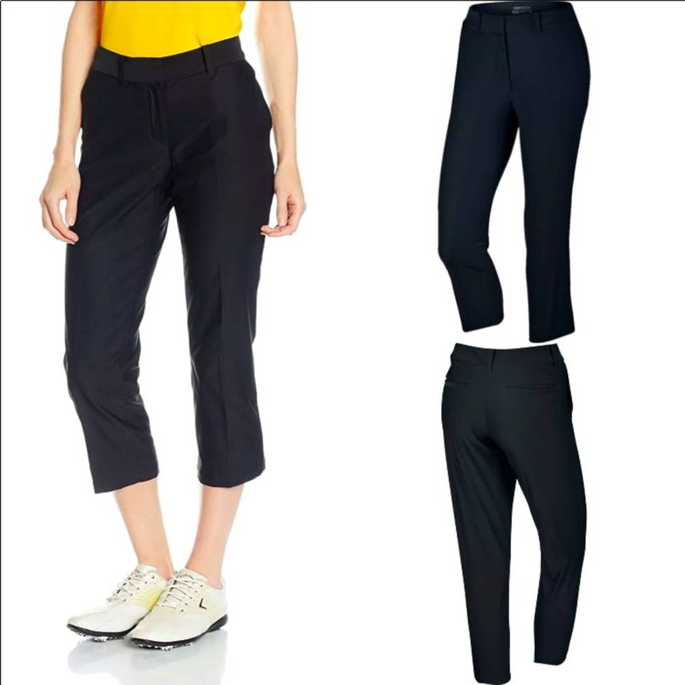 Nike Golf Womens Dri Fit Tournament Crop Pants Black 256860 size 10 EUC